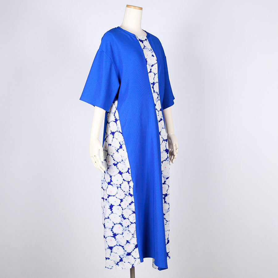 [One-of-a-kind item] TKg Vintage Kimono Blue Chrysanthemum Long Dress
