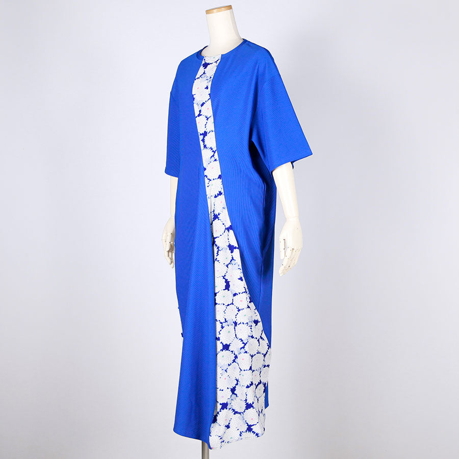 [One-of-a-kind item] TKg Vintage Kimono Blue Chrysanthemum Long Dress