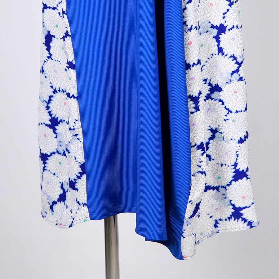 [One-of-a-kind item] TKg Vintage Kimono Blue Chrysanthemum Long Dress