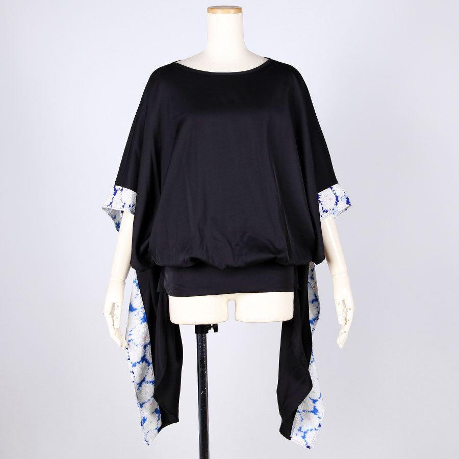 [One-of-a-kind item] TKg Vintage Kimono Blue Chrysanthemum Swinging Sleeve Tops