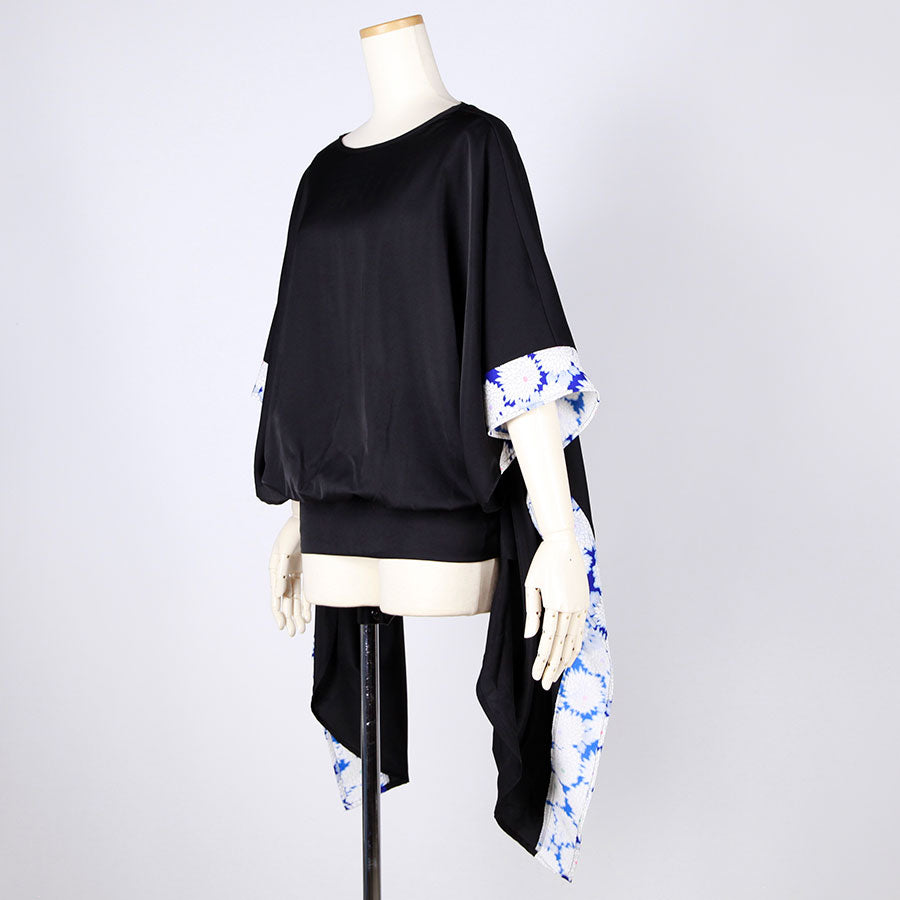 [One-of-a-kind item] TKg Vintage Kimono Blue Chrysanthemum Swinging Sleeve Tops