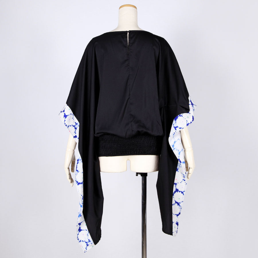 [One-of-a-kind item] TKg Vintage Kimono Blue Chrysanthemum Swinging Sleeve Tops