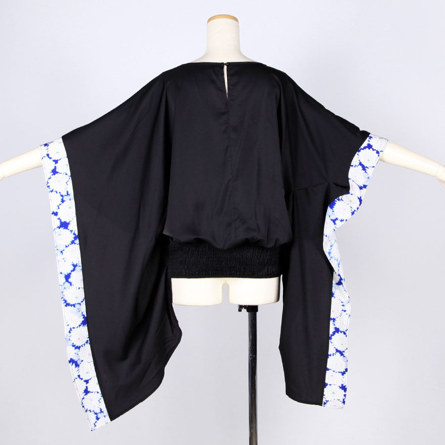 [One-of-a-kind item] TKg Vintage Kimono Blue Chrysanthemum Swinging Sleeve Tops