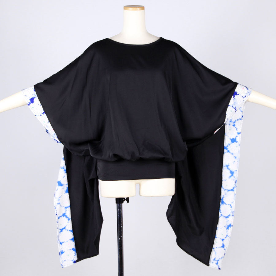 [One-of-a-kind item] TKg Vintage Kimono Blue Chrysanthemum Swinging Sleeve Tops