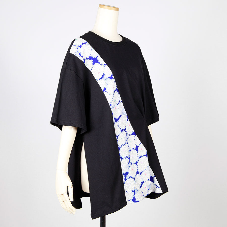 [One-of-a-kind item] TKg Vintage Kimono Blue Chrysanthemum Tucked Tops