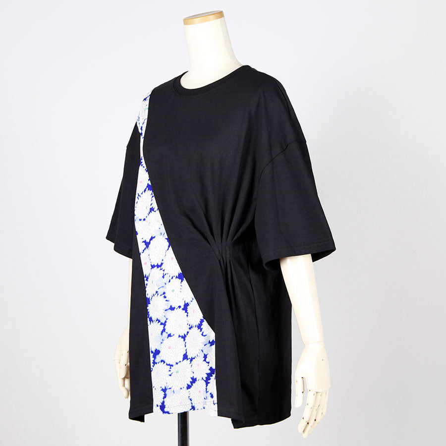 [One-of-a-kind item] TKg Vintage Kimono Blue Chrysanthemum Tucked Tops