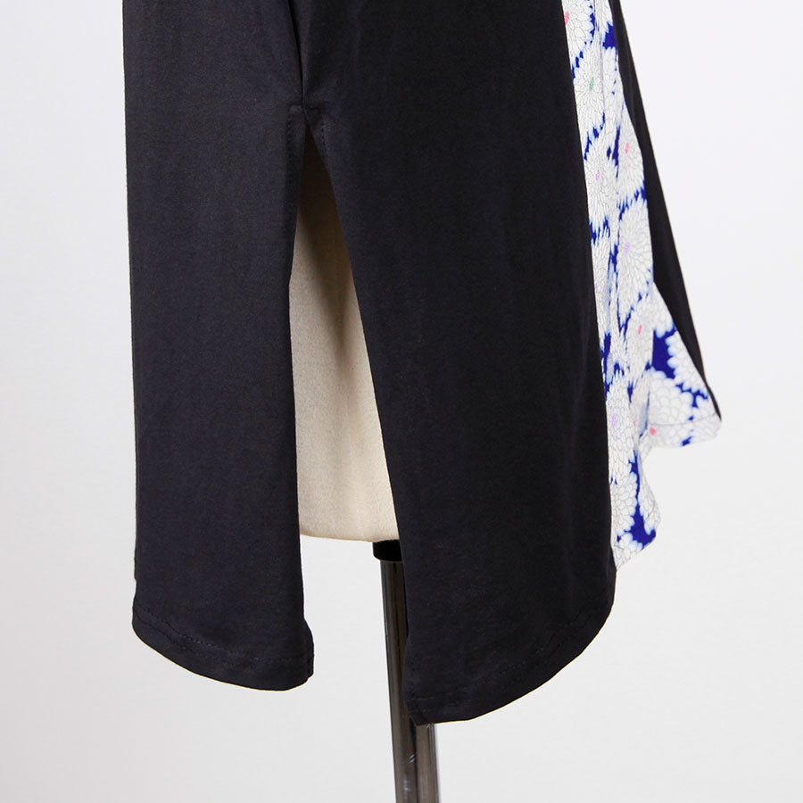 [One-of-a-kind item] TKg Vintage Kimono Blue Chrysanthemum Tucked Tops