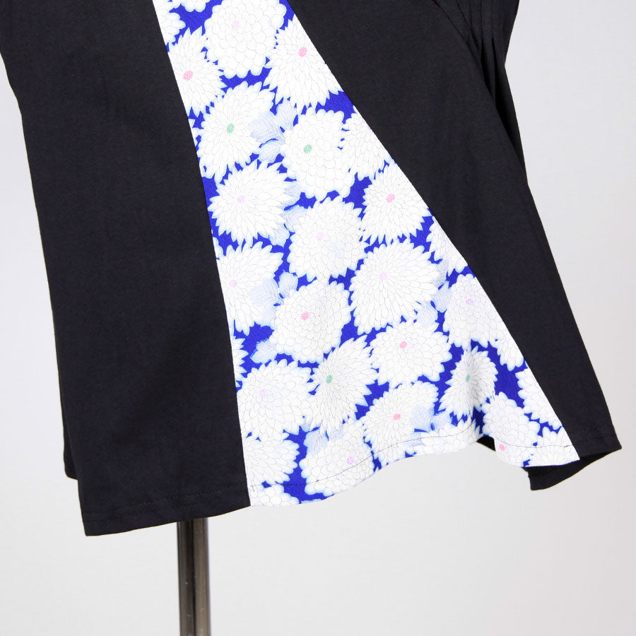[One-of-a-kind item] TKg Vintage Kimono Blue Chrysanthemum Tucked Tops