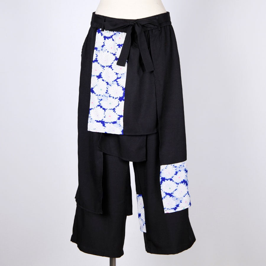 [One-of-a-kind item] TKg Vintage Kimono Blue Chrysanthemum Fluttering Pants