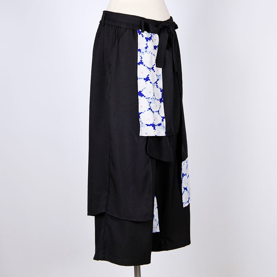 [One-of-a-kind item] TKg Vintage Kimono Blue Chrysanthemum Fluttering Pants