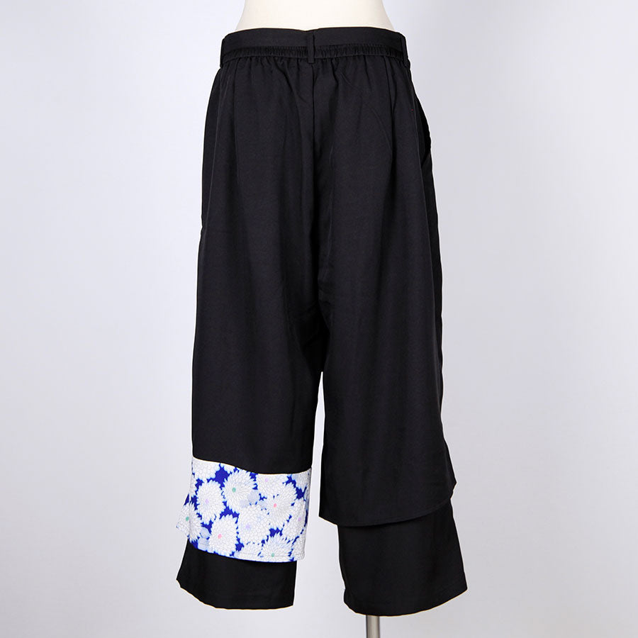 [One-of-a-kind item] TKg Vintage Kimono Blue Chrysanthemum Fluttering Pants
