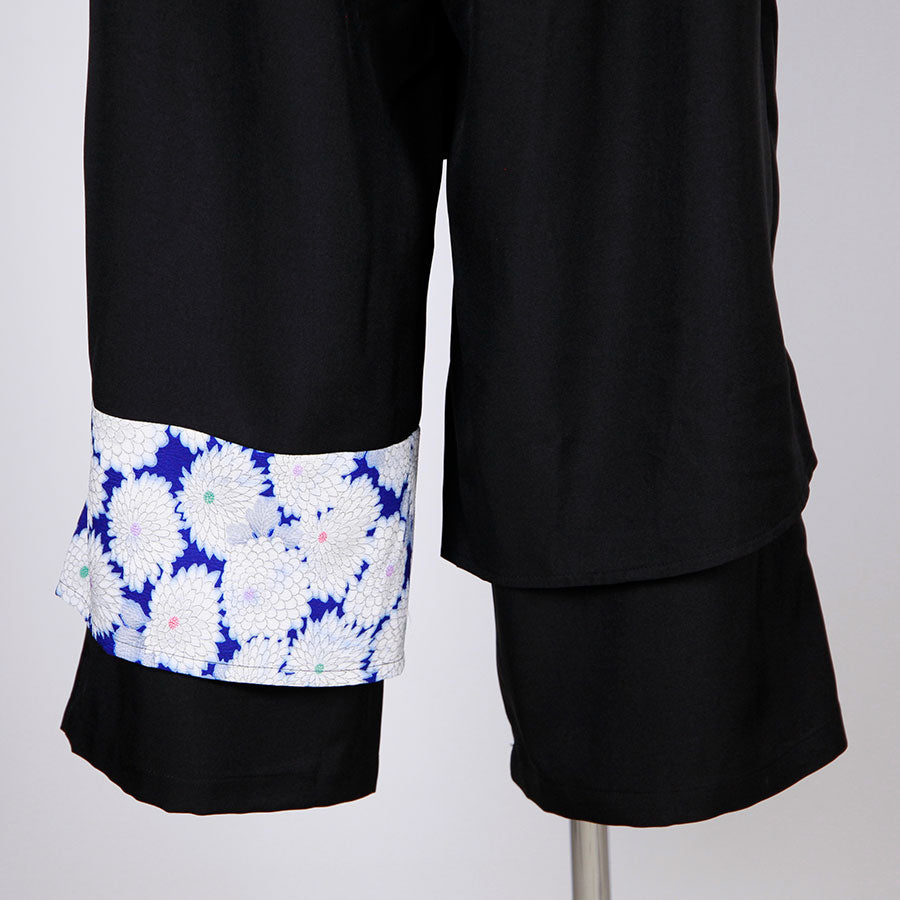 [One-of-a-kind item] TKg Vintage Kimono Blue Chrysanthemum Fluttering Pants