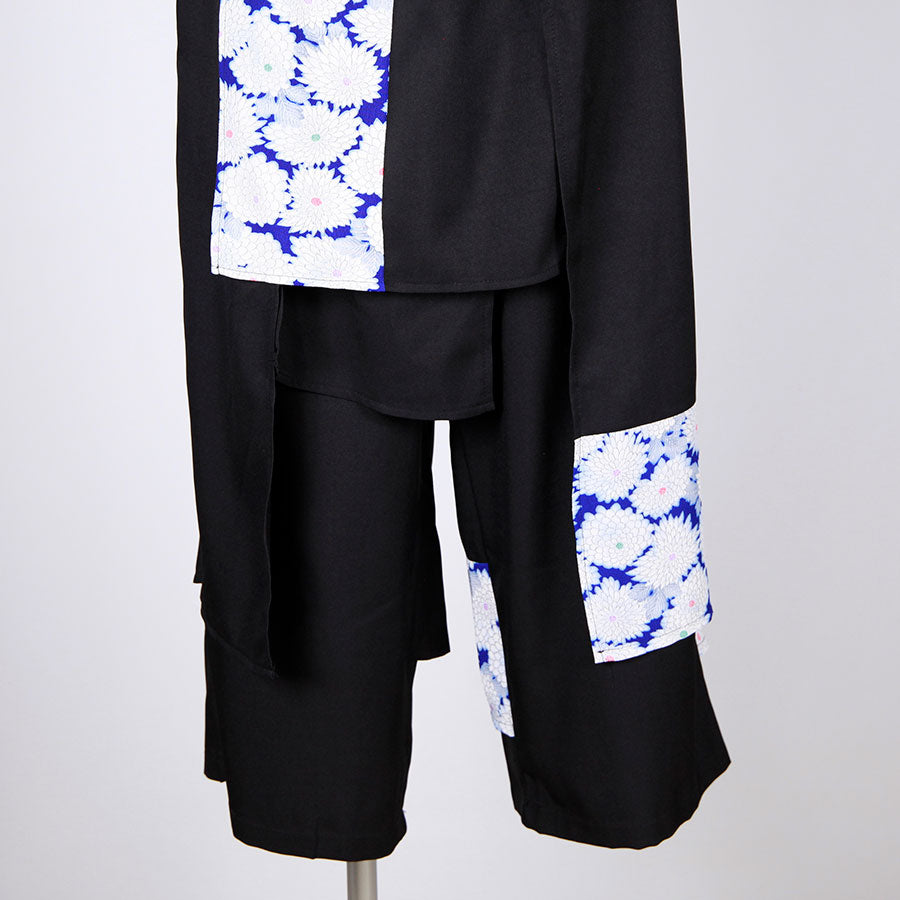[One-of-a-kind item] TKg Vintage Kimono Blue Chrysanthemum Fluttering Pants