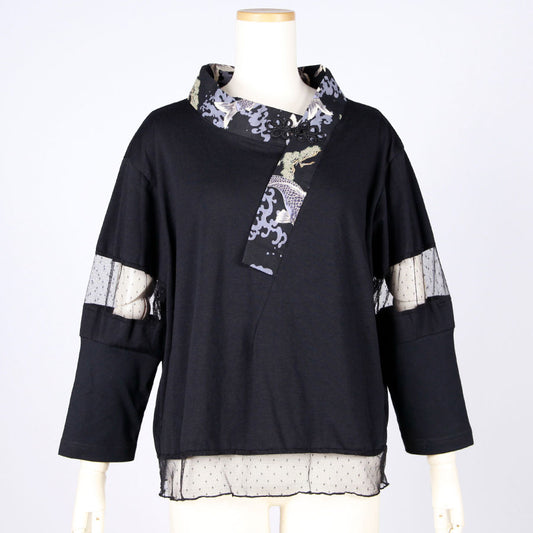 [One-of-a-kind item] TKg Carp Swimming in the Sky Tulle Switching Kimono Collar Tops