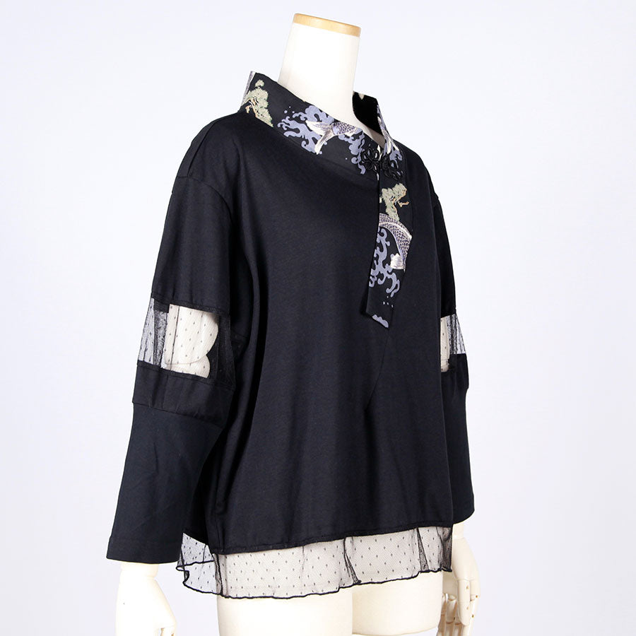 [One-of-a-kind item] TKg Carp Swimming in the Sky Tulle Switching Kimono Collar Tops