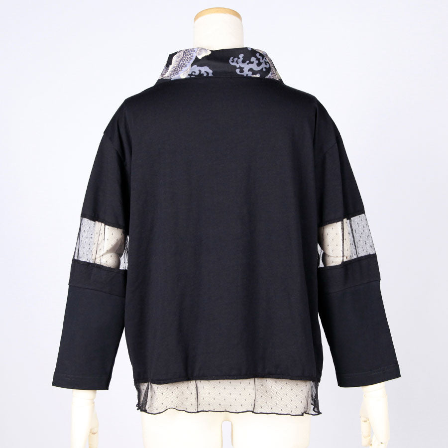 [One-of-a-kind item] TKg Carp Swimming in the Sky Tulle Switching Kimono Collar Tops