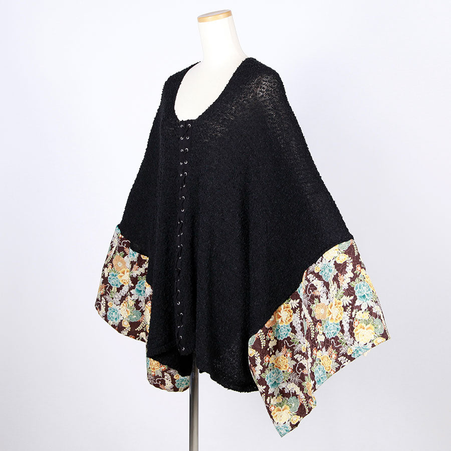 [One-of-a-kind item] TKg wisteria and peony Lace-up Knit