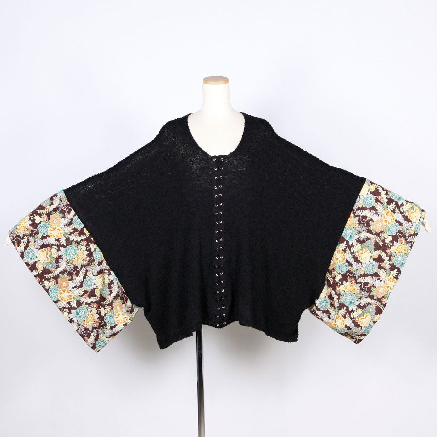 [One-of-a-kind item] TKg wisteria and peony Lace-up Knit