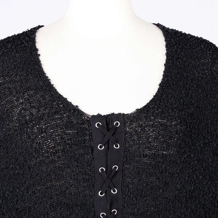 [One-of-a-kind item] TKg wisteria and peony Lace-up Knit