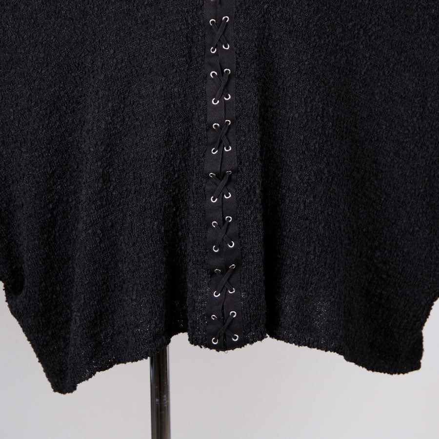 [One-of-a-kind item] TKg wisteria and peony Lace-up Knit