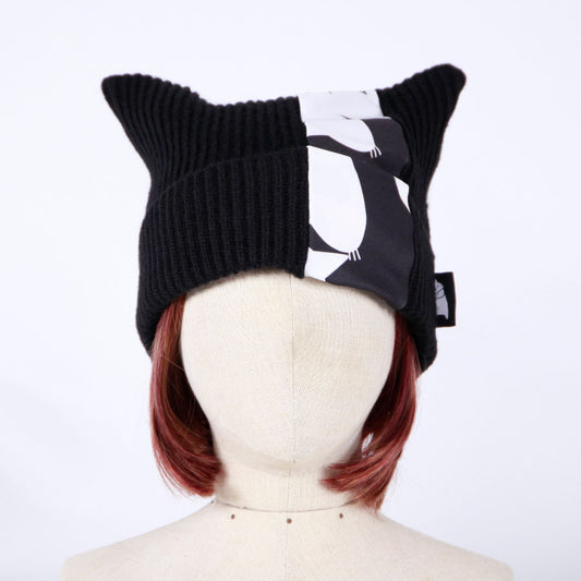 MINT NeKO ネコ耳ニット帽 BK-WH