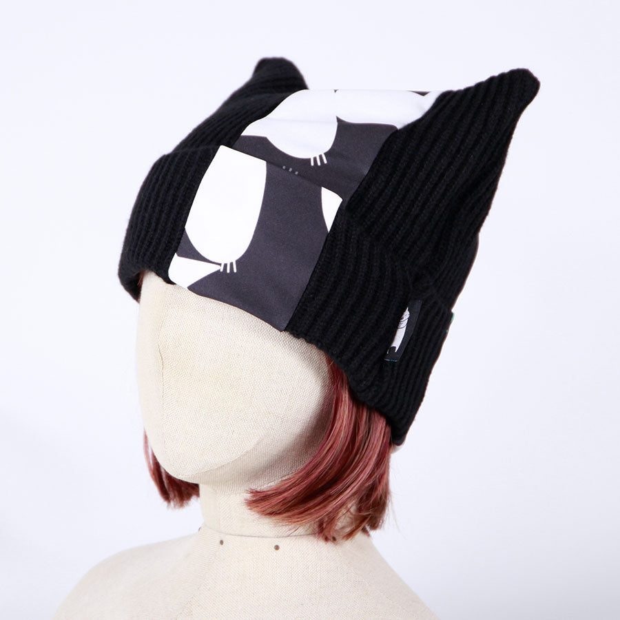MINT NeKO Cat Ear Knit Cap / BK-WH