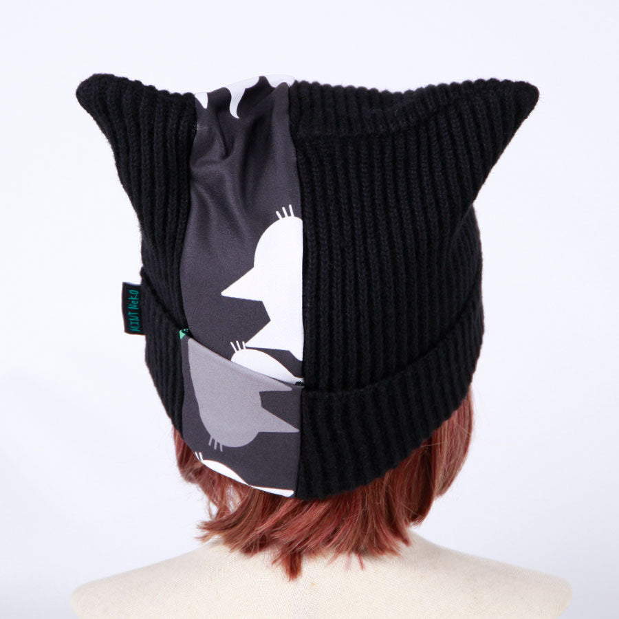 MINT NeKO Cat Ear Knit Cap / BK-WH