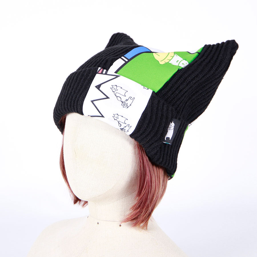 MINT NeKO ネコ耳ニット帽 BK-GRN