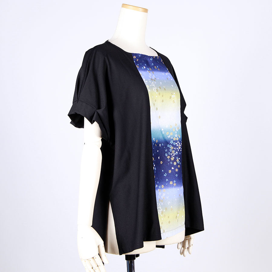 [One-of-a-kind item] TKg Gradient Japanese pattern Tuck sleeve top