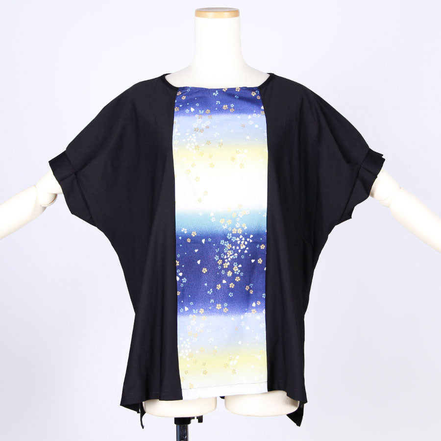[One-of-a-kind item] TKg Gradient Japanese pattern Tuck sleeve top