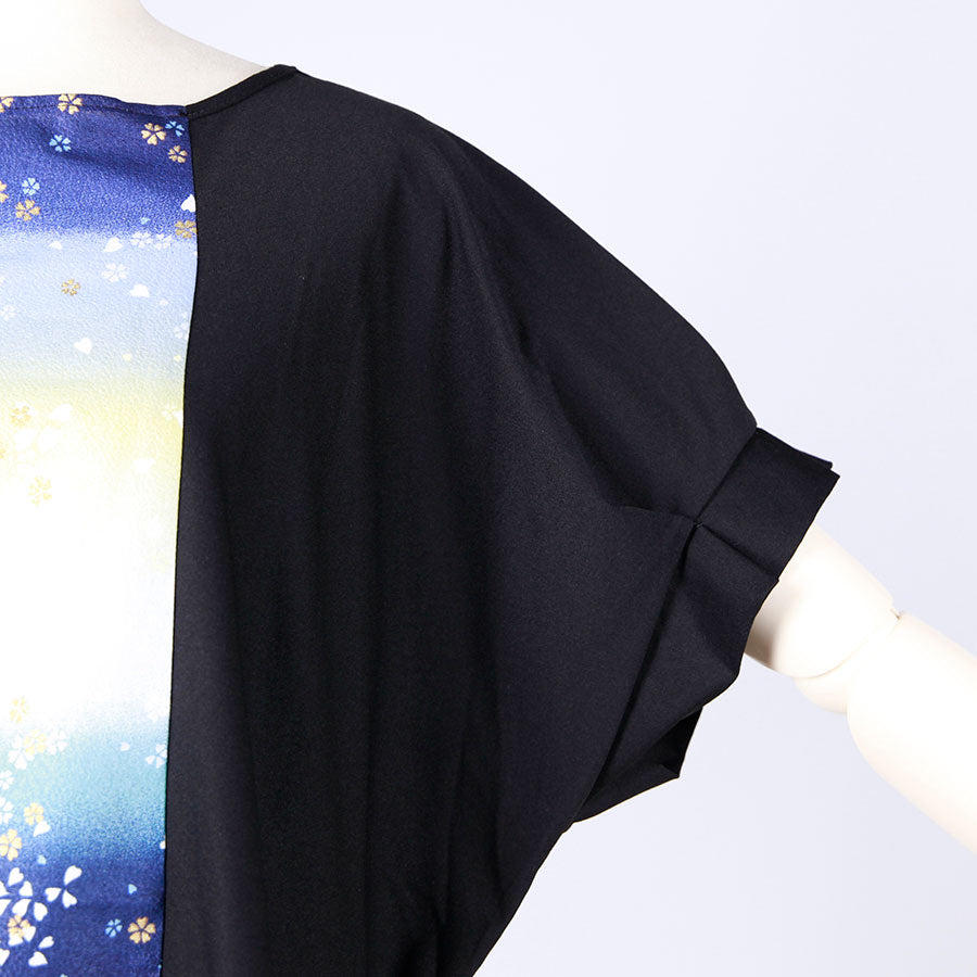 [One-of-a-kind item] TKg Gradient Japanese pattern Tuck sleeve top