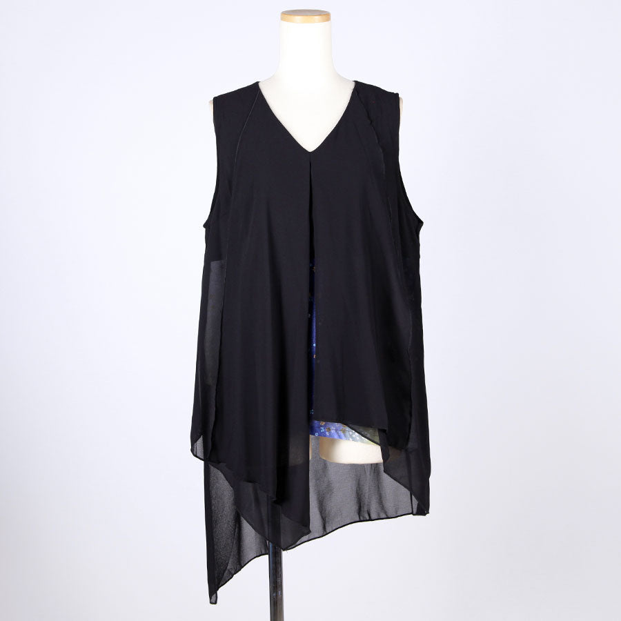 [One-of-a-kind item] TKg Gradient Japanese Pattern Flare Vest