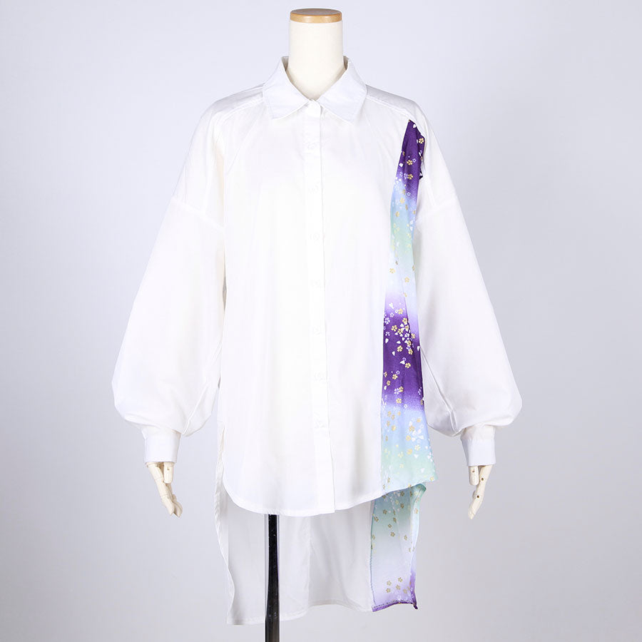 [One-of-a-kind item] TKg Gradient Japanese pattern Long back shirt