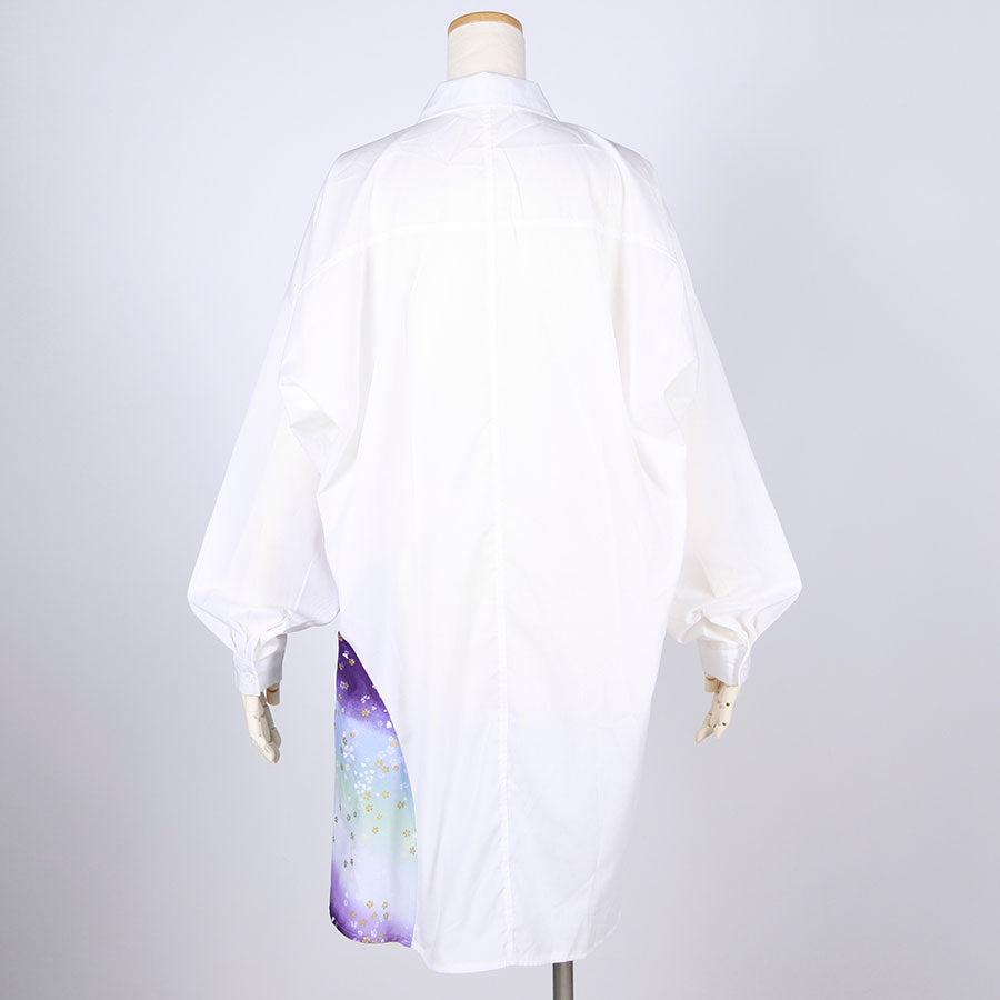 [One-of-a-kind item] TKg Gradient Japanese pattern Long back shirt