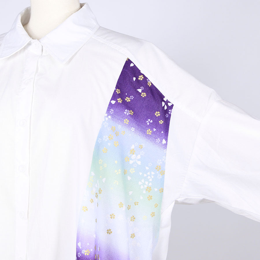 [One-of-a-kind item] TKg Gradient Japanese pattern Long back shirt