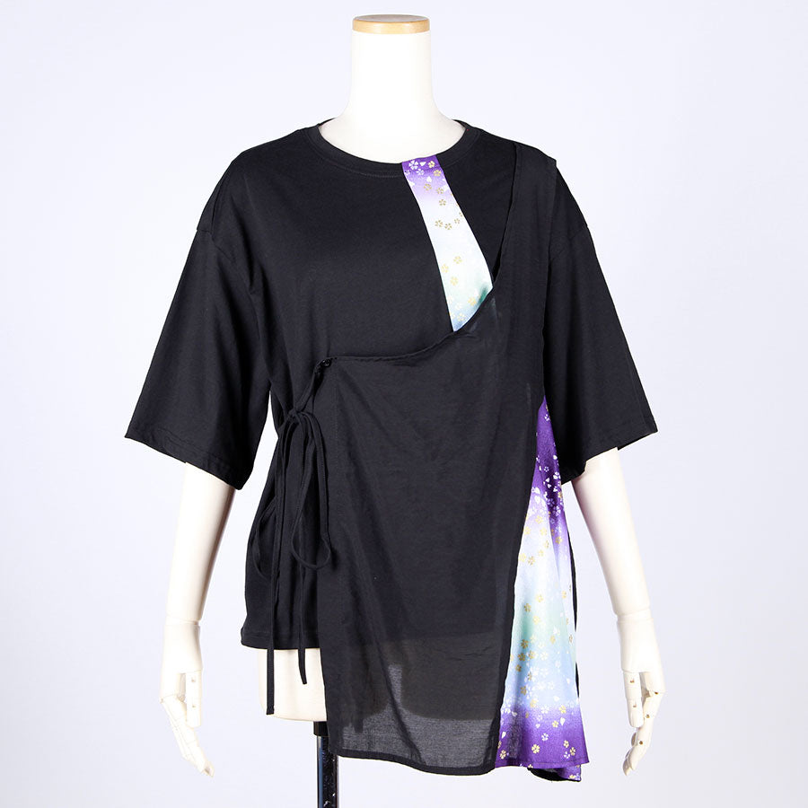 [One-of-a-kind item] TKg Gradient Japanese pattern chiffon layered top