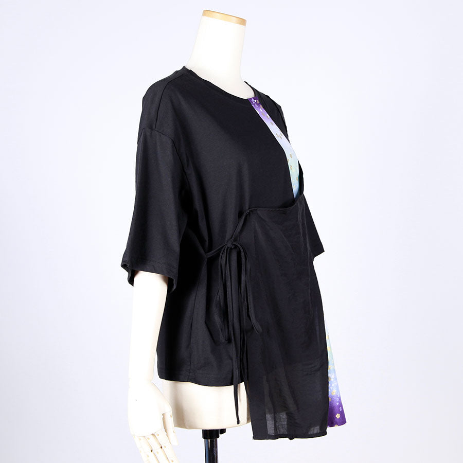 [One-of-a-kind item] TKg Gradient Japanese pattern chiffon layered top