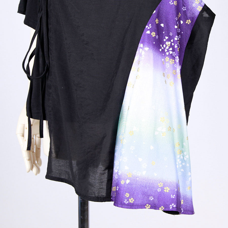 [One-of-a-kind item] TKg Gradient Japanese pattern chiffon layered top