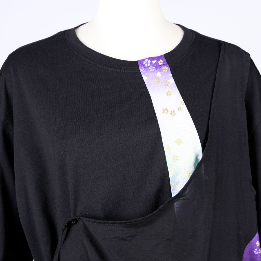 [One-of-a-kind item] TKg Gradient Japanese pattern chiffon layered top
