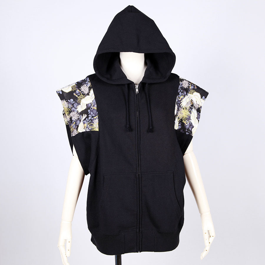 [One-of-a-kind item] TKg Crane and Chrysanthemum flower, Like a Nagakamishimo Hoodie