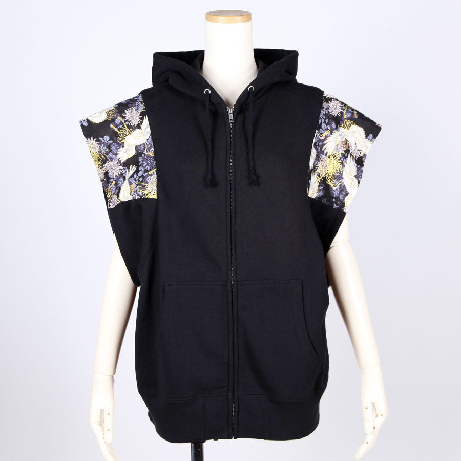 [One-of-a-kind item] TKg Crane and Chrysanthemum flower, Like a Nagakamishimo Hoodie