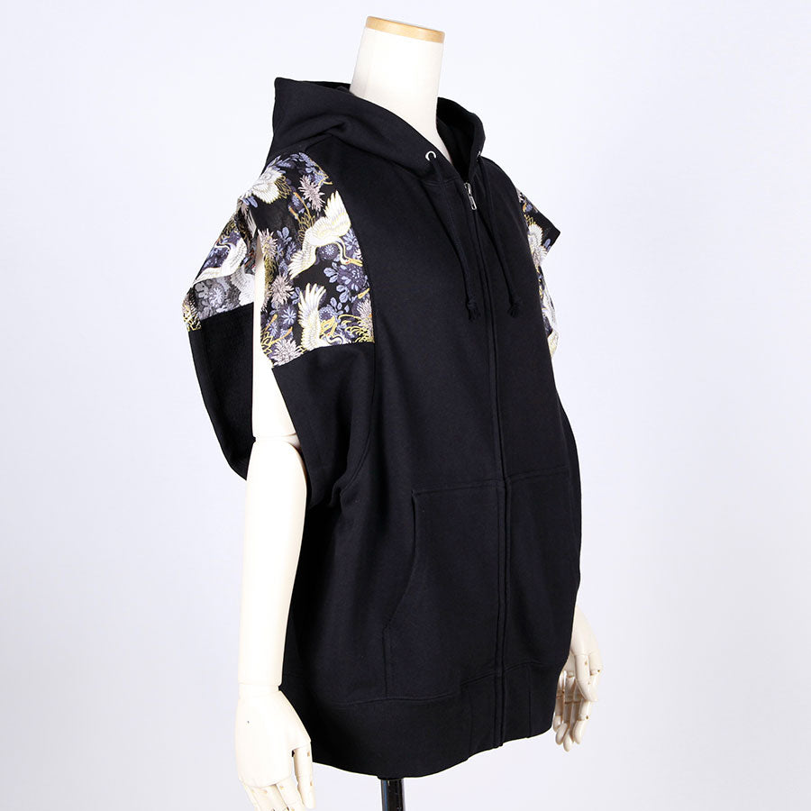 [One-of-a-kind item] TKg Crane and Chrysanthemum flower, Like a Nagakamishimo Hoodie