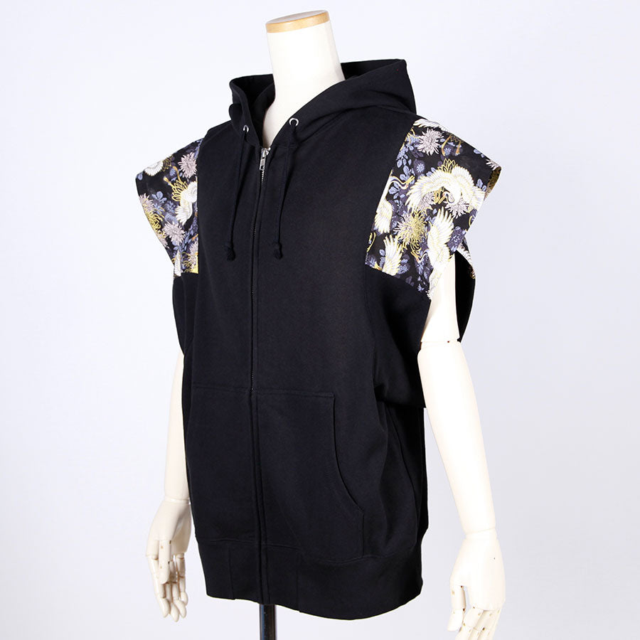 [One-of-a-kind item] TKg Crane and Chrysanthemum flower, Like a Nagakamishimo Hoodie