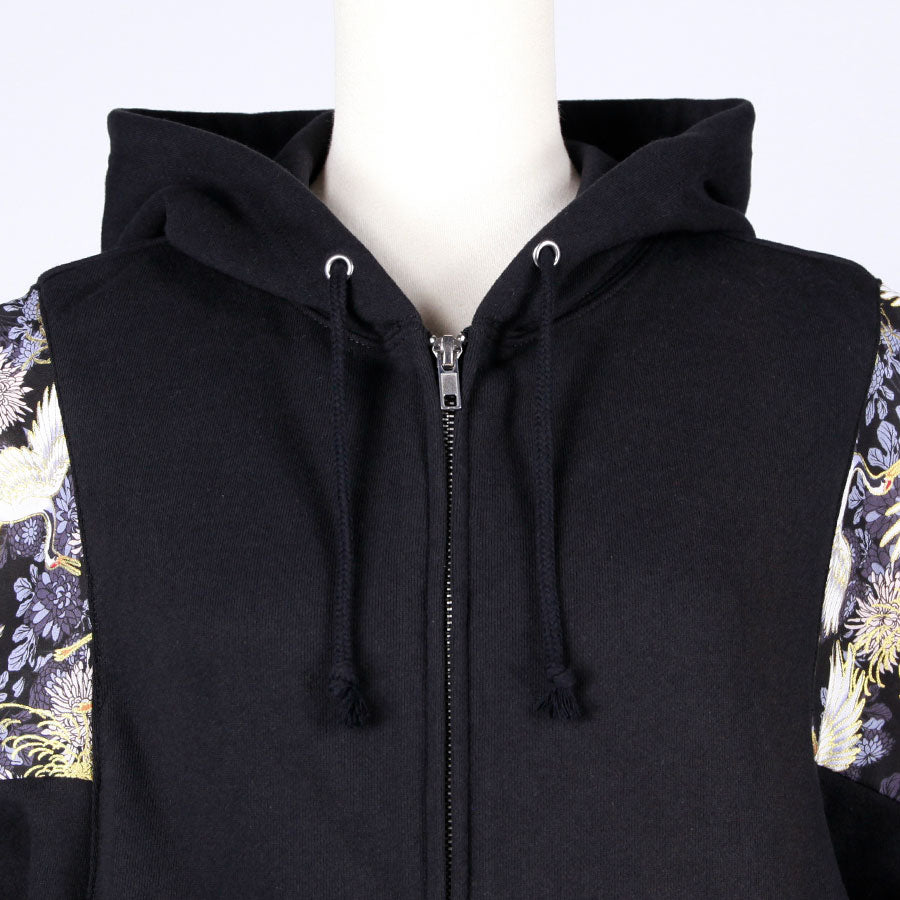 [One-of-a-kind item] TKg Crane and Chrysanthemum flower, Like a Nagakamishimo Hoodie