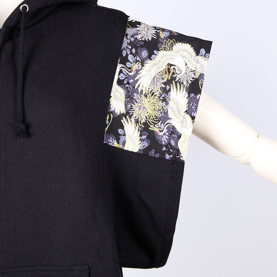[One-of-a-kind item] TKg Crane and Chrysanthemum flower, Like a Nagakamishimo Hoodie