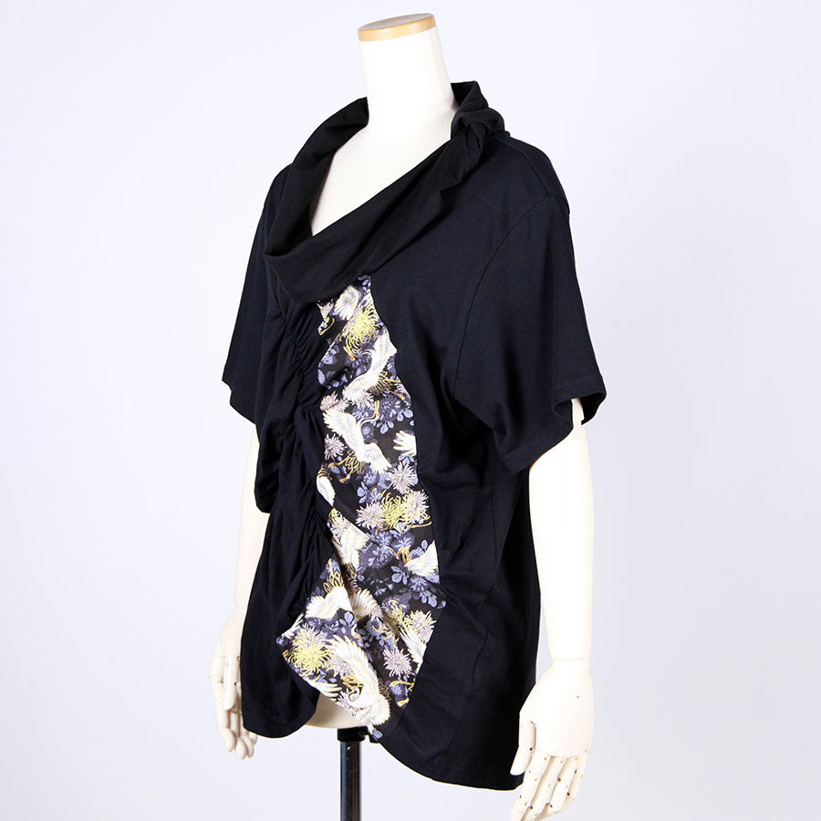 [One-of-a-kind item] TKg Crane and Chrysanthemum flower, Scrunch Top