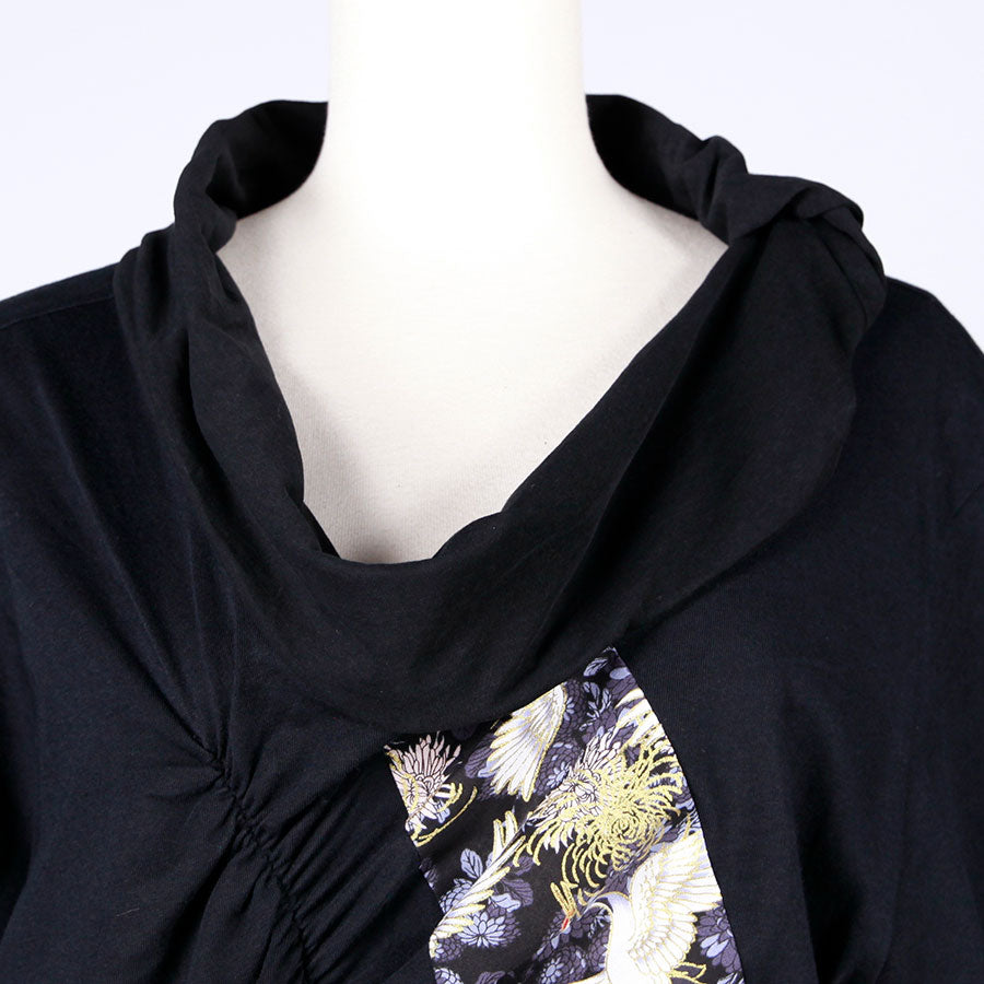[One-of-a-kind item] TKg Crane and Chrysanthemum flower, Scrunch Top