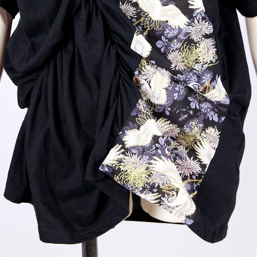 [One-of-a-kind item] TKg Crane and Chrysanthemum flower, Scrunch Top