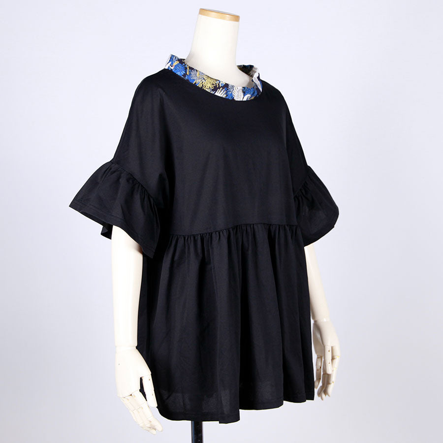 [One-of-a-kind item] TKg Crane and Chrysanthemum flower, Flare Tops
