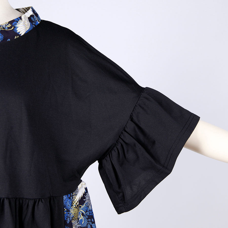 [One-of-a-kind item] TKg Crane and Chrysanthemum flower, Flare Tops
